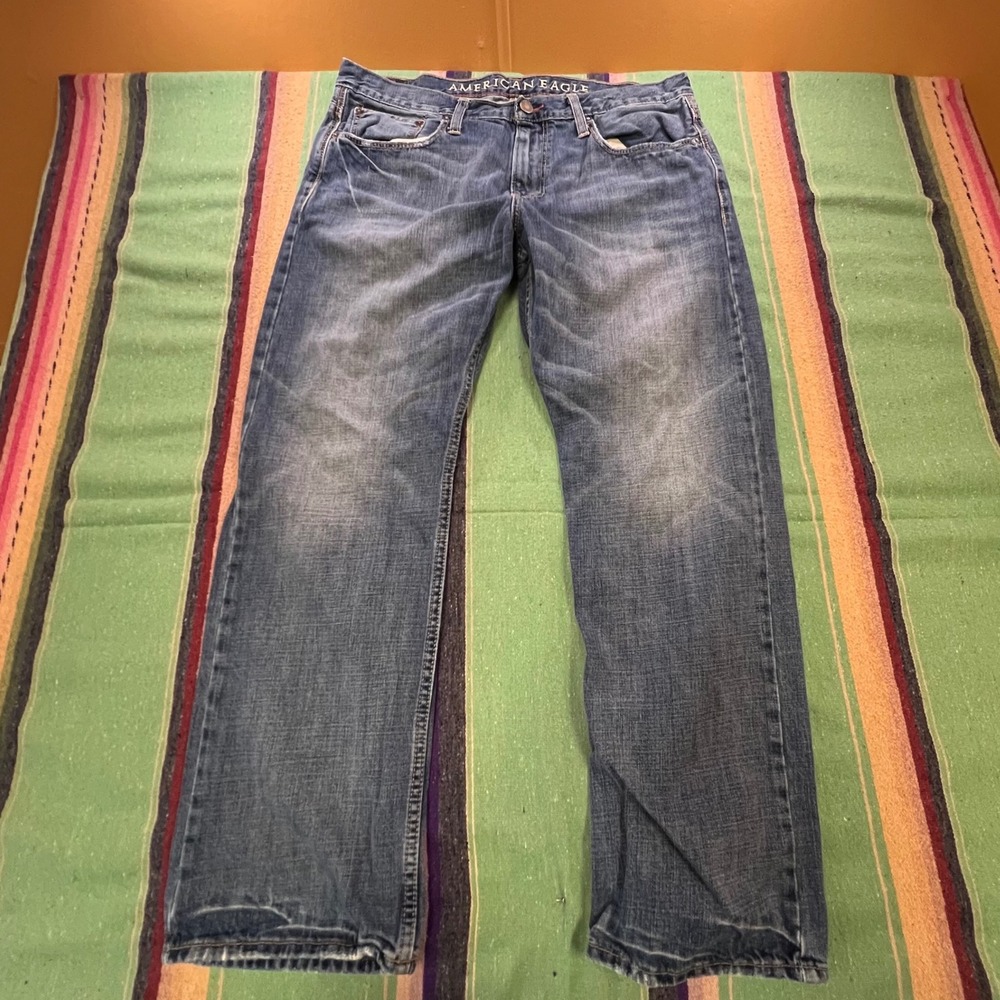 American Eagle Jeans Mens 36x30 Blue Straight Leg Denim 2458-2 Vintage Y2K Skate